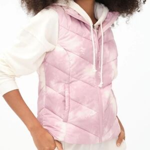 Puffer Vest Pink Drip Dye Chevron M Aeropostale Ski Wear Down Alternative New